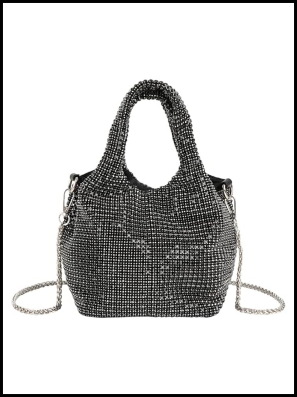 Rhinestone Bucket Handbag Sparkly Evening Crossbody Purse